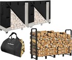 8FT Firewood Rack with Cover & Log Carrier Bag, Indoor Outdoor Wood Pile Cover f
