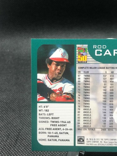 2021 Topps Archives | Rod Carew #219 Silver Parallel /150 | Twins Angels - Picture 3 of 3