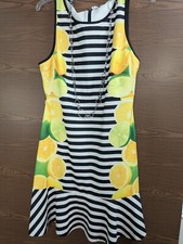 SIZE 12 ELLE (NEW) Lemon Stripe Fun Dress INVPV615