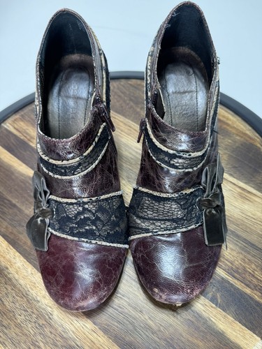 Anthropologie Size 8 M BOBBI BLU Yamin Retro Brown Booties Shoes Heels - Picture 5 of 21