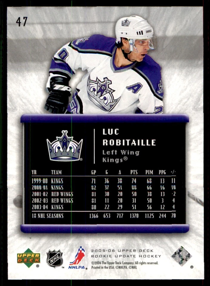 2005-06 Upper Deck Rookie Update Luc Robitaille Los Angeles Kings #47 - Image 2 of 2