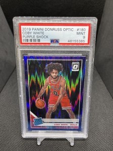 2019 Panini Optic Rated Rookie Purple Shock Prizm Coby White #180 Graded PSA 9