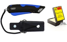 Box Knife Cutter Holster & Easy Cut 1000 Safety Replacement Blades, 81 Blades 