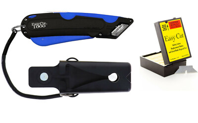 Box Knife Cutter Holster & Easy Cut 1000 Safety Replacement Blades, 81 Blades 