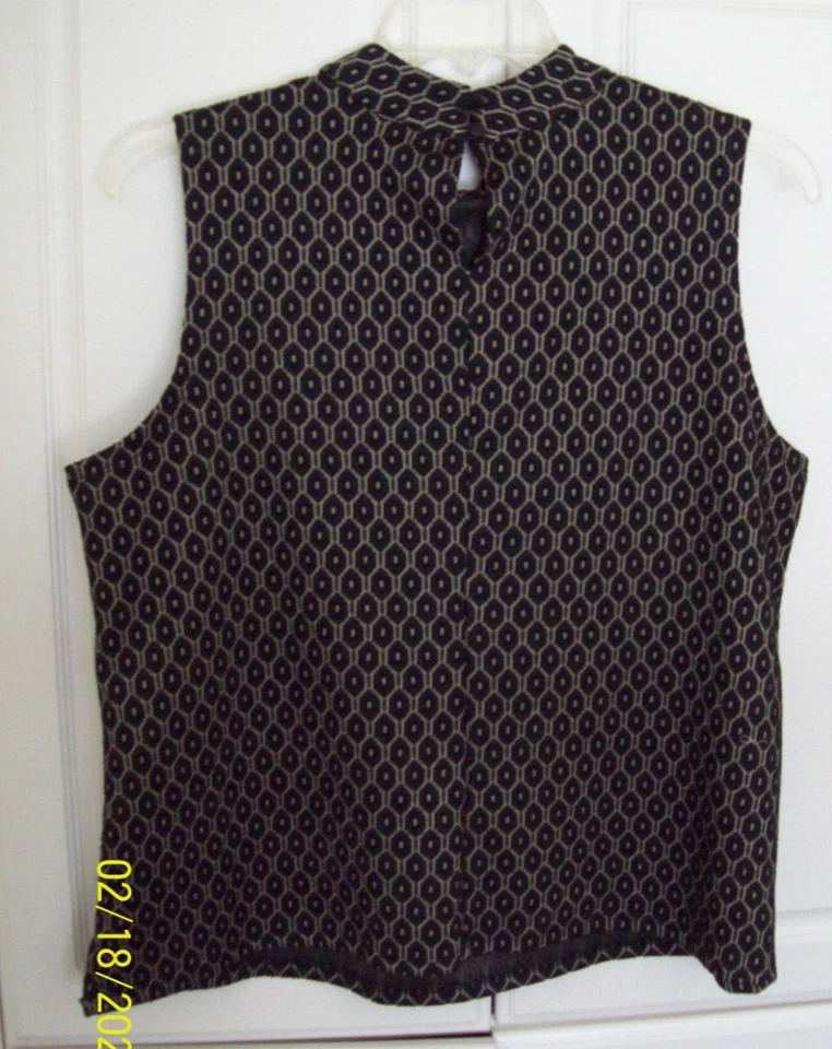 Vince Camuto высоты шеи без рукавов Топ женщин 1 X черный желтовато-коричневый ключ отверстие кнопка бюст 46 - Изображение 3 из 4