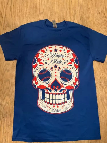 Chicago Cubs Wrigley Field Sugar Skull T-Shirt Custom Design