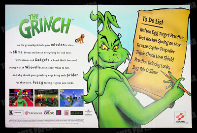 The Grinch Konami Dreamcast PlayStation Game 2000 Trade Print