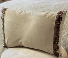 PACK OF 2 Faux Suede Boudoir Cushion Covers Feather Edge Rectangular 11 x 17 ins