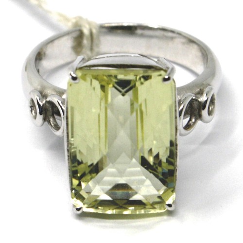 Anillo Oro Blanco 750 18K,Cuarzo Lemon Quilates 9.5 ,Talla 16 Cojín Rectangular - Imagen 2 de 6