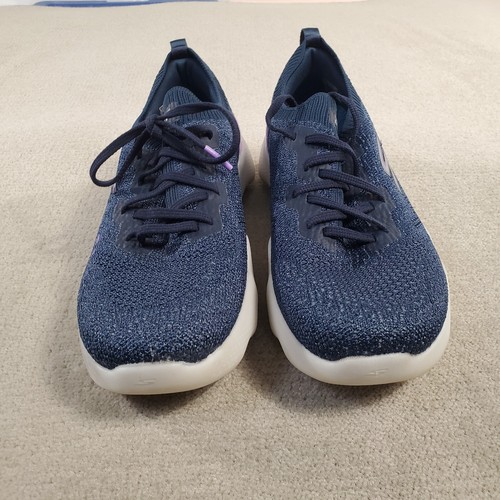 Skechers Go Walk Massage Fit Shoes Womens 9.5 Blue White Sneakers Lace Up 124905 - Picture 3 of 10