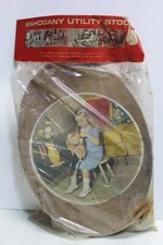 Vintage NOS Mahogany Utility Foot Stool