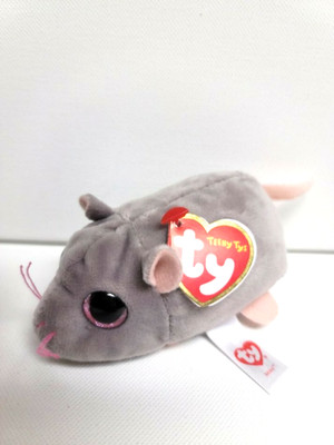  Teeny Tys Miko The Grey Mouse  NEW MWMT 4'' Sweet Pink Eyes -Stackable Soft Toy