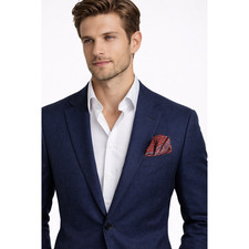 Men  s Red Paisley Silk Pocket Square Handkerchief Classic Geometric Print
