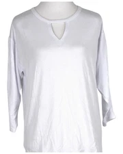 RBX Womens Top Boat Neck Front V Cutout & CB inverted Pleat 3/4 Sleeve white xl