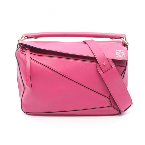 LOEWE Puzzle Bag Medium 2WAY Handbag Bag Leather Ladies Pink Used