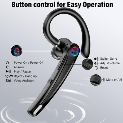 Bluetooth Headset V5.4, Wireless Freisprech Telefon mit CVC 8.0/ENC Dual Mic, AP