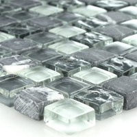 Naturstein Glas Marmor Mosaikfliesen Honolulu Grau Mix FliesenbordüRe GäSte WC