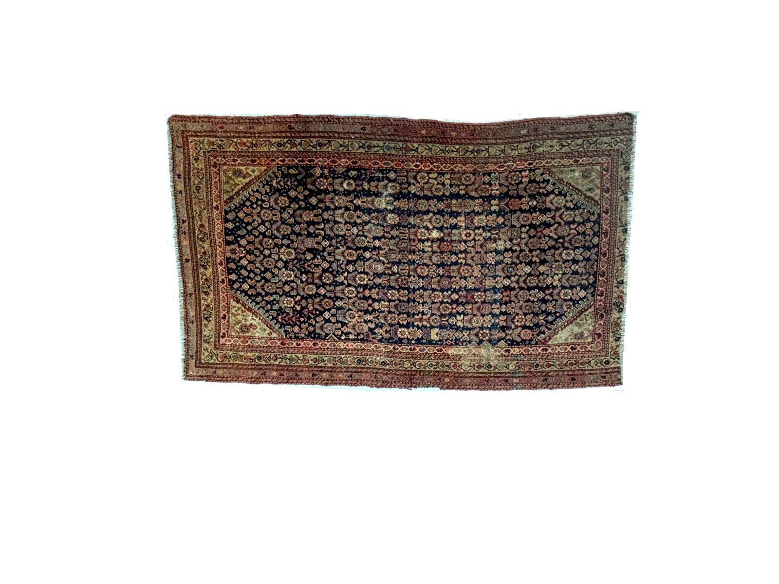 Antique Distressed Malayer Handwoven wool rug Oriental carpet 4'x 6'5"