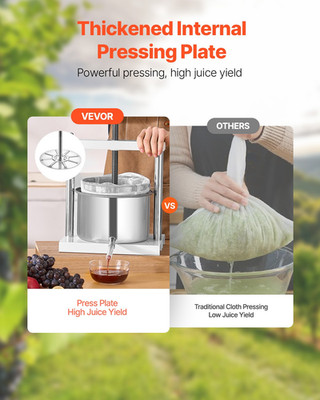 1.45 Gal/5L Fruit Wine Press, 2 Stainless Steel Barrels, Manual Juice Maker, Ci