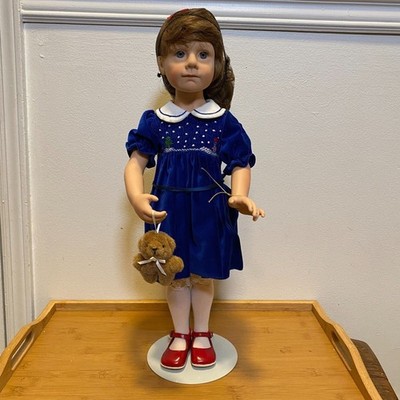 Good Kruger Doll Love Me for Christmas #1479 21'' Vinyl Blue Dress Teddy Bear