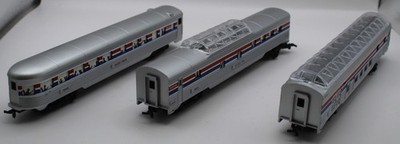 (3) Vintage Life Like Silver Vista Vision Inn Observation Passenger Cars