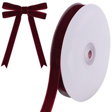 10 Yards Burgundy Velvet Ribbon for Christmas Tree,5/8 Inch Dark Red Velvet C...