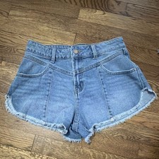 Sincerely Jules Women's Blue Denim Cut Off Shorts Size 5/27 Frayed Hem Pockets