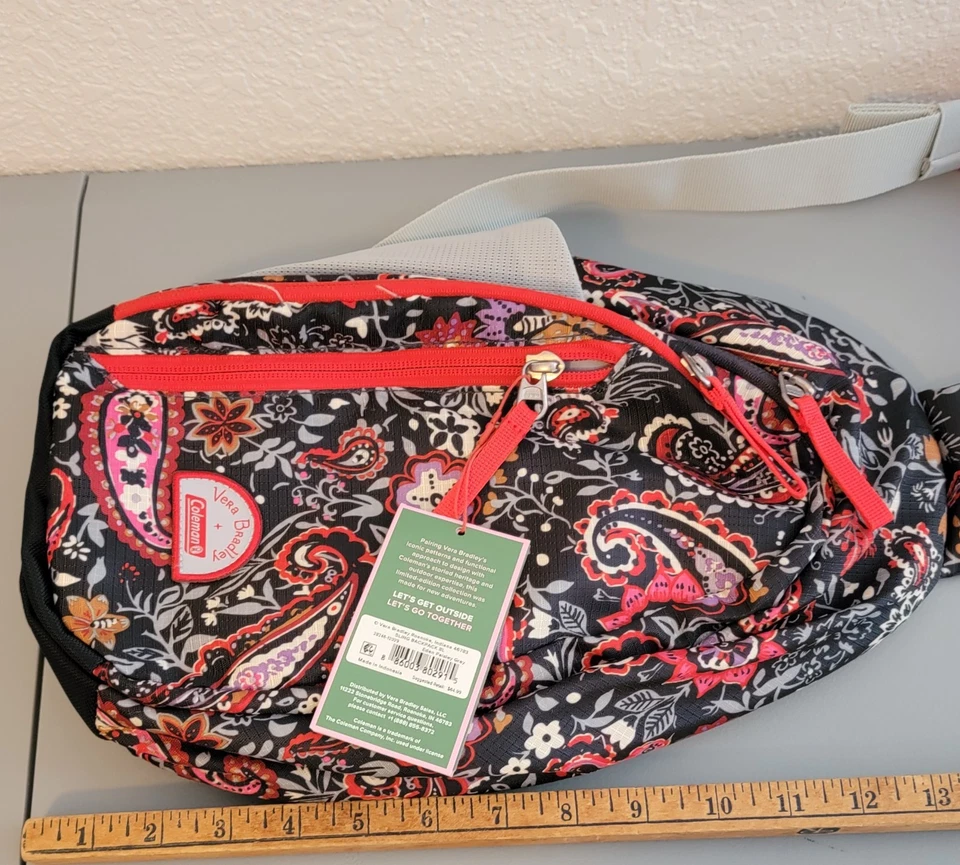 Bolso Bandolera Vera Bradley Coleman Colaboración 13 pulgadas x 8 pulgadas Rojo Floral Nuevo con Etiquetas  Foto 4 de 4
