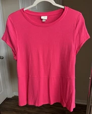 A New Day Pink Color Bottom Flare Short Sleeve Top Size L