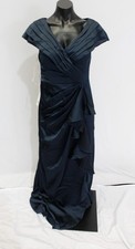 Azazie Women's Anderson A-Line Pleated Satin Dress EH6 Dark Navy Size A10 NWT