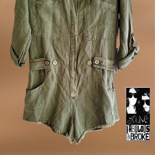 YOUNG, FABULOUS & BROKE NEW Skater River Raw Edge Cadet Pigment Wash Romper - Picture 6 of 12