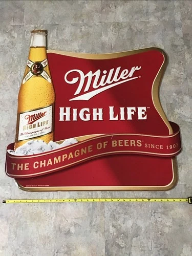 (VTG) 1990 Miller High Life Champagne Of Beers Bar Sign Tin 30” X30”