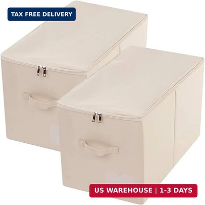 iwill CREATE PRO Pack of 2, Zip Lidded Wardrobe Storage Bins,Collapsible Fabric 