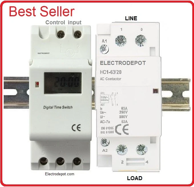 2 Pole Time Clock 220VAC, 7 Day 24 Hr Timer 50A, 30A, 40A Lights, LED Pump DIN
Opens in a new window