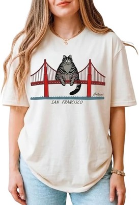 Ryan Gosling B Kliban Cat San Francisco Golden Gate Shirt