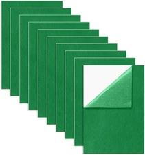 10 Pack Self Adhesive Felt Sheets - Green Fabric with 
