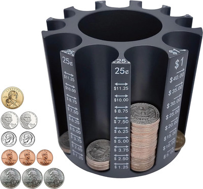 Coin Counter Change Sorter｜Pen & Pencil Holder as Desk Organizer｜Piggy Bank for