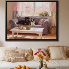 Rottweiler Oil Painting Canvas Print Dog Lovers Living Room Decor Pet Artwork