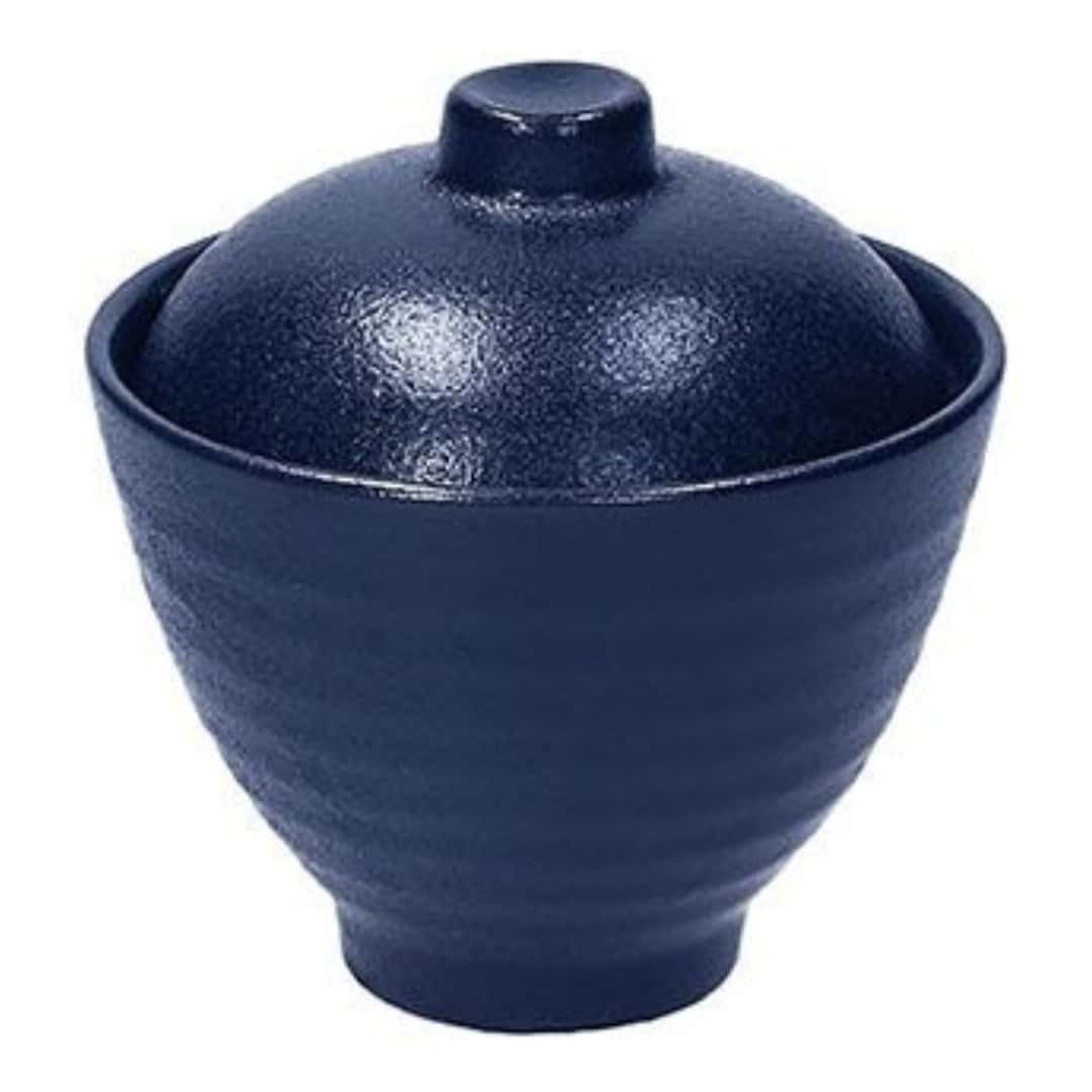 Blue Jap Sushi Bowl With Lid 10x8 Cm In Stoneware - Tognana