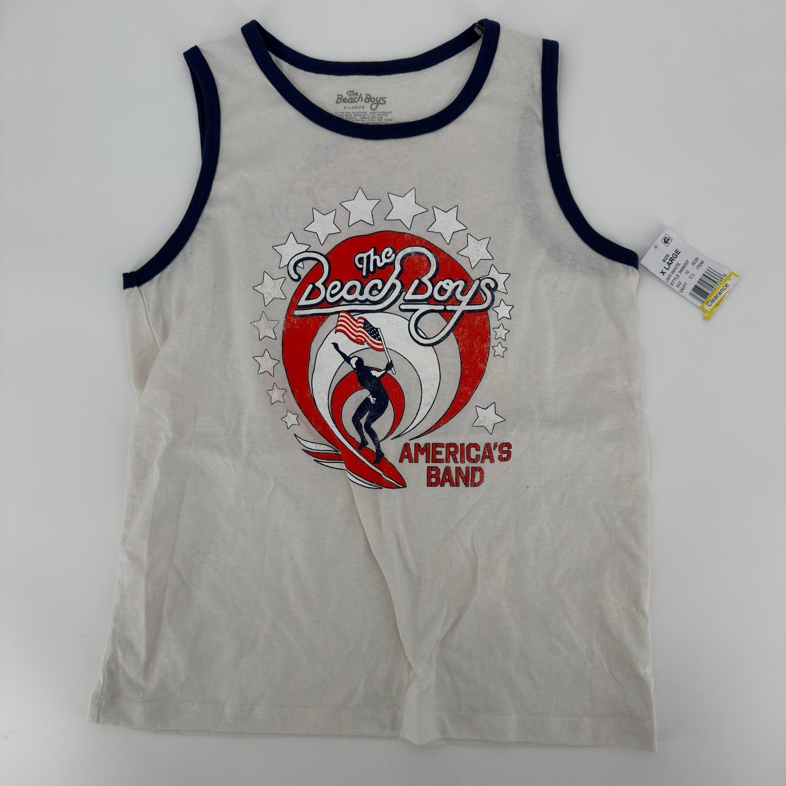 The Beach Boys Americas Band Ringer Tank Top Kids XL NWT Off-White Navy 34082027 thumbnail 2