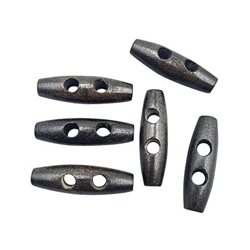 50Pcs Wood Toggle Buttons, Wood Sewing Horn Toggle Buttons 2 Holes Wooden #6