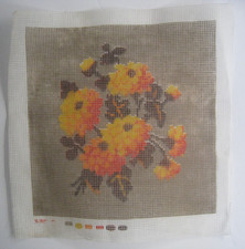 Printed Needlepoint Tapestry 10" x 10" 25cm Fall Floral Flowers Canvas Only