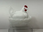 Vintage Milk Glass Jen On A Nest Smalles Covered Dish 3.5”
