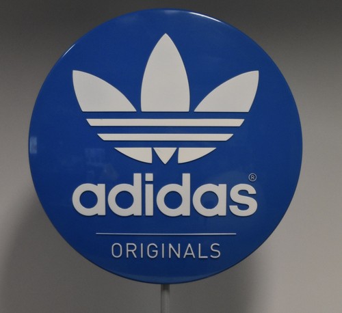Adidas Athletic Brand Display 23” Tall Sign Blue/White Logo! EX! - Picture 3 of 3