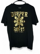 Releve Deeper Roots Black and Gold Graphic T-Shirt Size Small