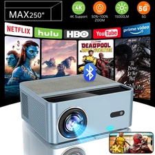 Projector with Wifi, Bluetooth, 4K Support, Native 1080P, 15000LM, 250" Display