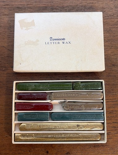 Vintage Dennison's Letter Wax Sealing Sticks Used with Box