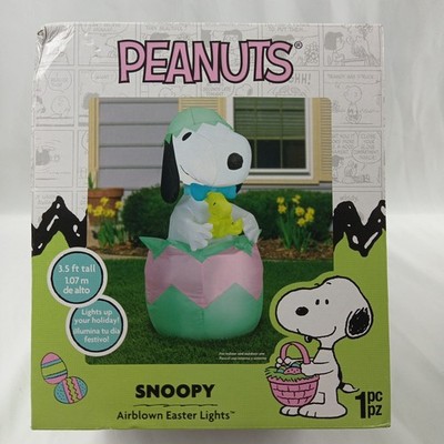Gemmy 3.5 Ft Snoopy Easter Inflatable Airblown Bunny Ears Egg Yard Decor New