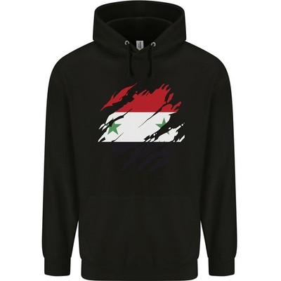 Torn Syria Flag Syrian Day Fußball Herren Hoodie 80% Baumwolle