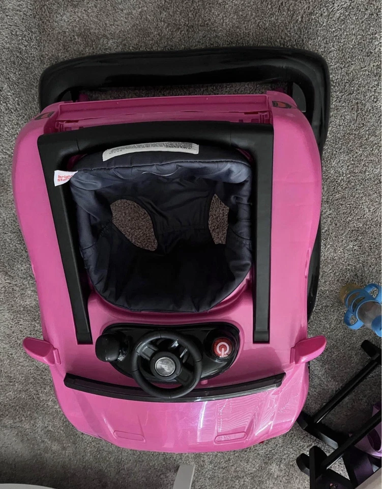 Bright Starts 3 maneras de jugar Walker, Ford Mustang Push Ride-On - rosa (11212) Foto 2 de 4